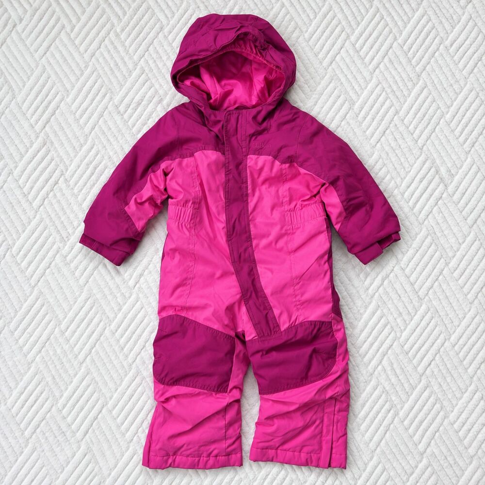 L.L. Bean Baby 12-18M Cold Buster Thinsulate Pink Snowsuit Grow Cuffs Winter